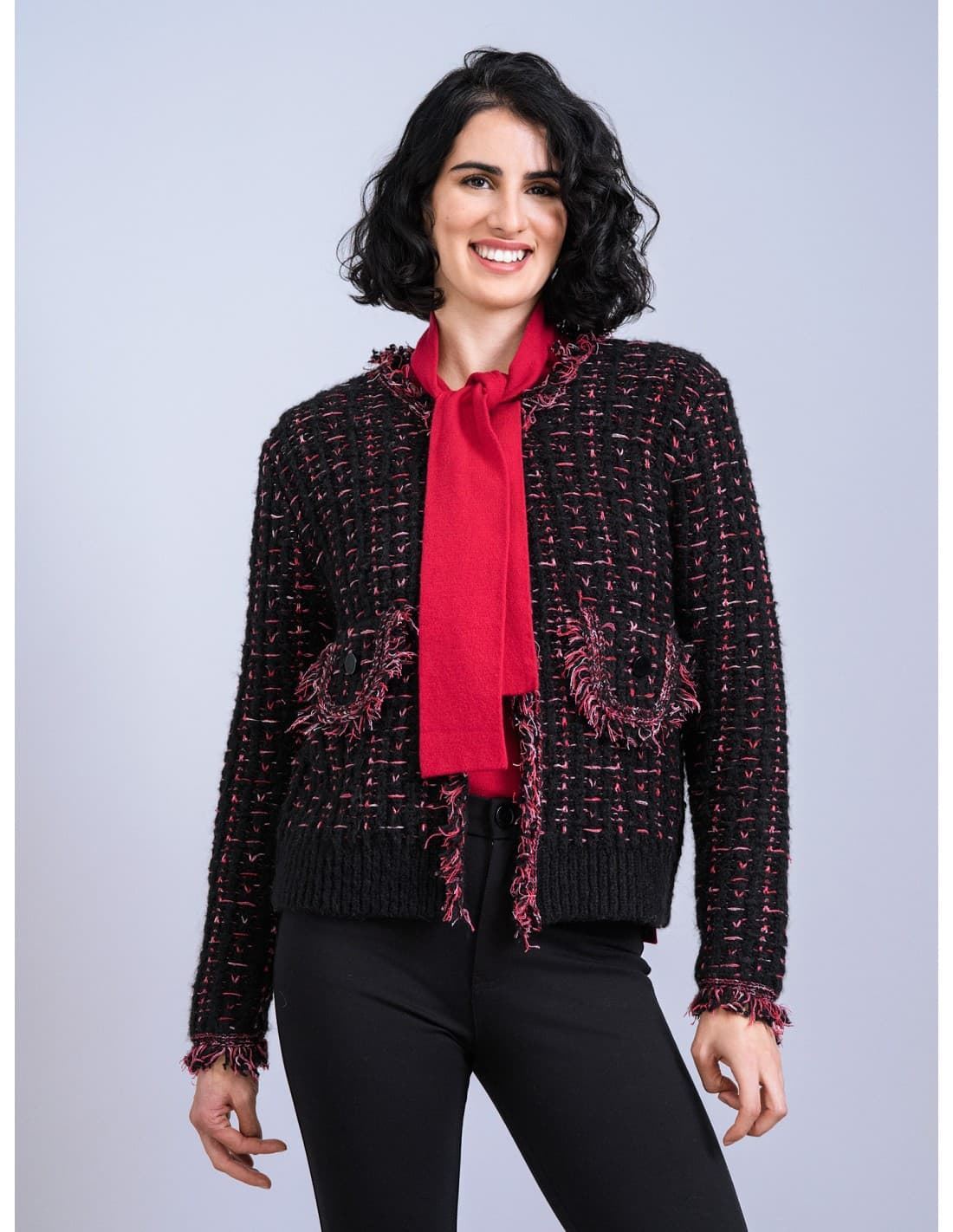 Scorzzo_ Chaqueta tweed negra - Imagen 1