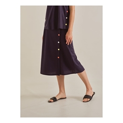 Scorzzo_ Falda midi en marino - Imagen 1