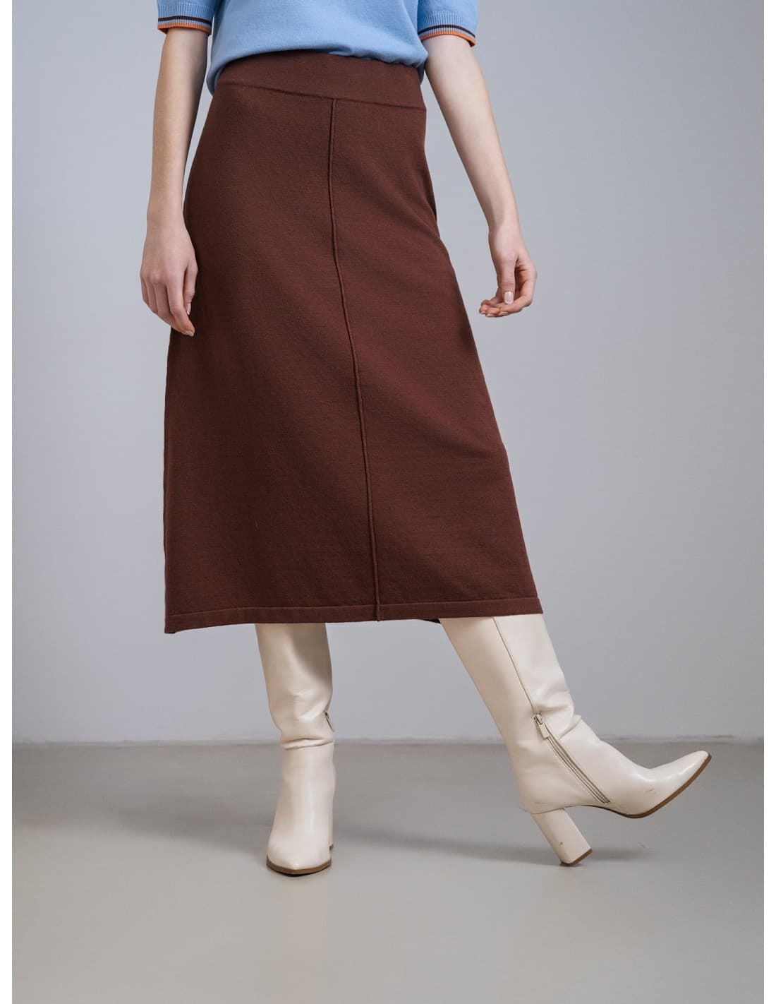 Scorzzo_ Falda punto marrón - Imagen 1