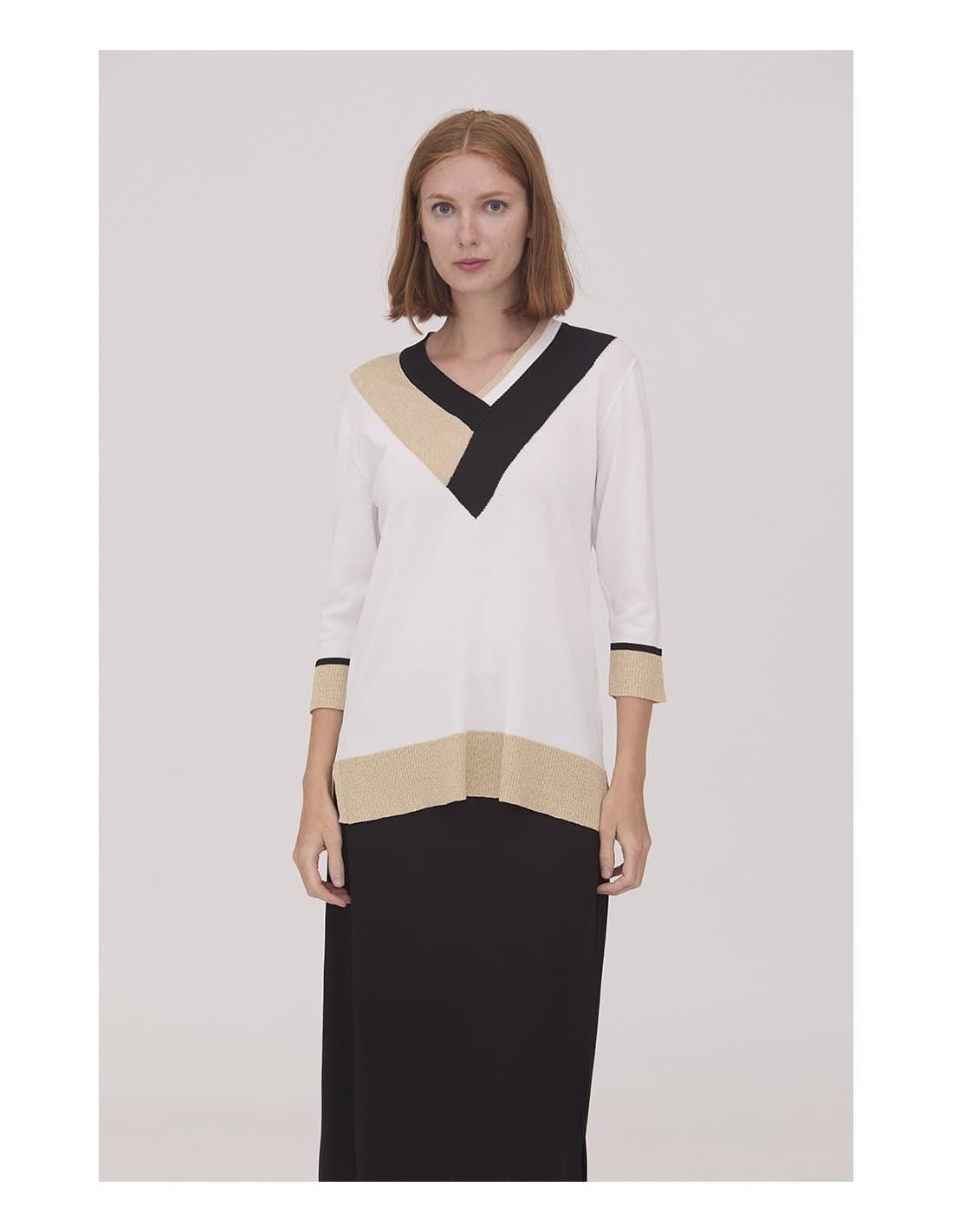 Scorzzo_ Jersey cuello pico Manga 3/4 - Imagen 1