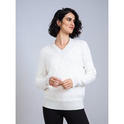 SCORZZO_ Jersey punto cuello pico blanco - Imagen 1