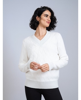 SCORZZO_ Jersey punto cuello pico blanco - Imagen 1