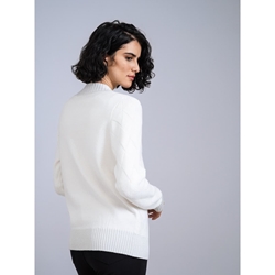 SCORZZO_ Jersey punto cuello pico blanco - Imagen 2