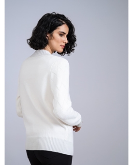 SCORZZO_ Jersey punto cuello pico blanco - Imagen 2