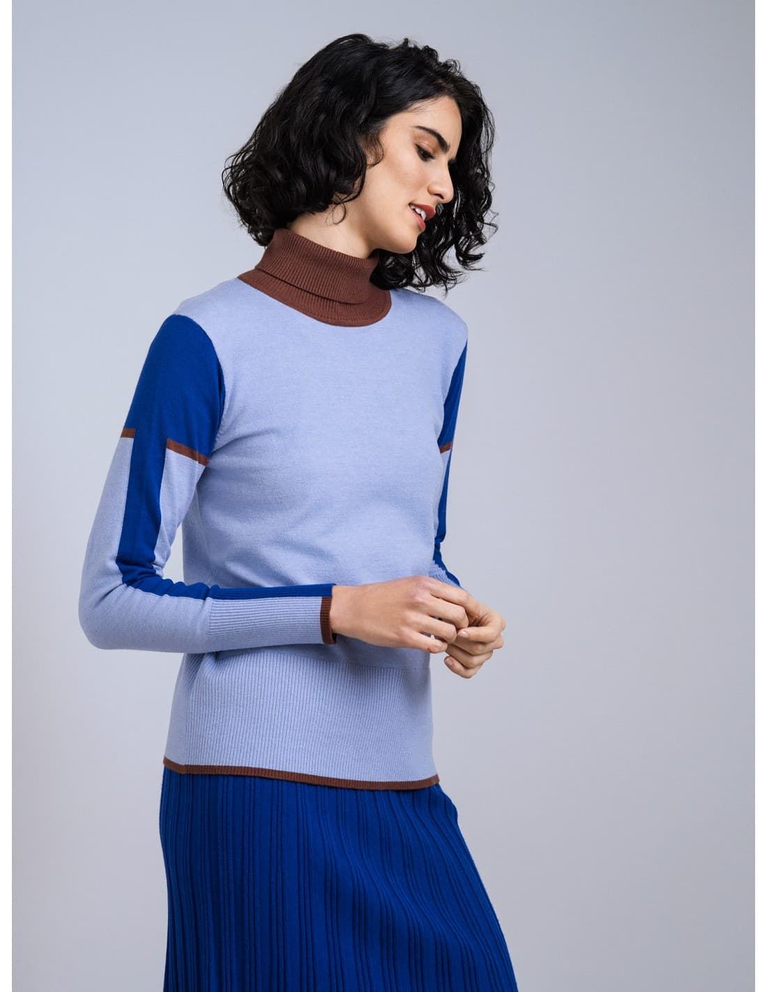 Scorzzo_ Jersey punto fino azul - Imagen 1