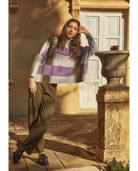 Scorzzo_ Jersey tipo poncho cuadros - Imagen 1