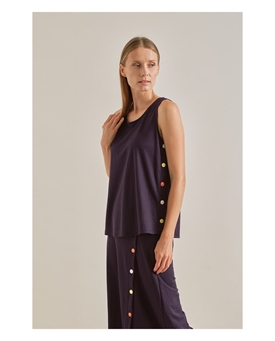 Scorzzo_ Top marino con botones colores - Imagen 1