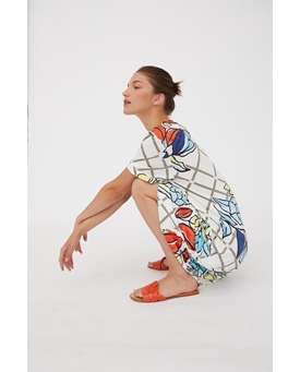 Scorzzo_ Vestido estampado fondo blanco - Imagen 2