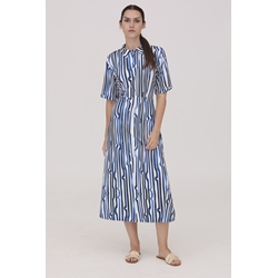 Scorzzo_ Vestido listas marino largo - Imagen 1