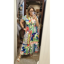 Vestido largo camisero estampado - Imagen 1