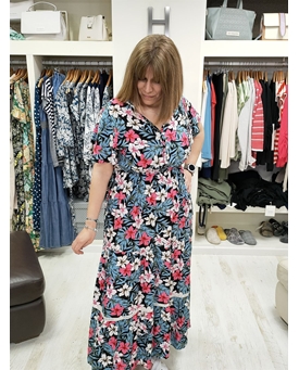 Vestido midi estampado flores - Imagen 2