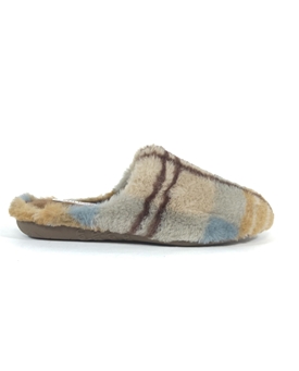 Vulladi_ Zapatilla de cuadros beige hombre - Imagen 1