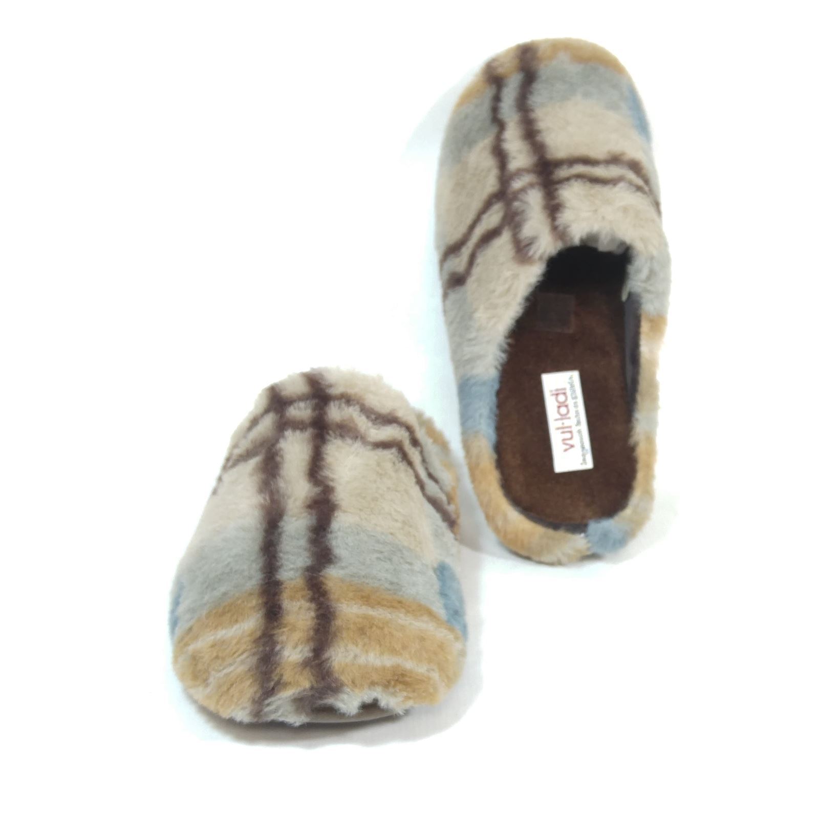 Vulladi_ Zapatilla de cuadros beige hombre - Imagen 3