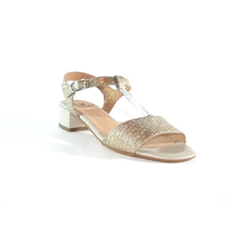 Wonders- Sandalia tacón ancho dorada - Imagen 1