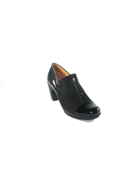 Zapato tacón negro tela/charol, Comfort Class - Imagen 1